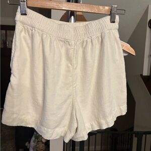 Abercrombie & Fitch Women's High Waisted White Linen Shorts